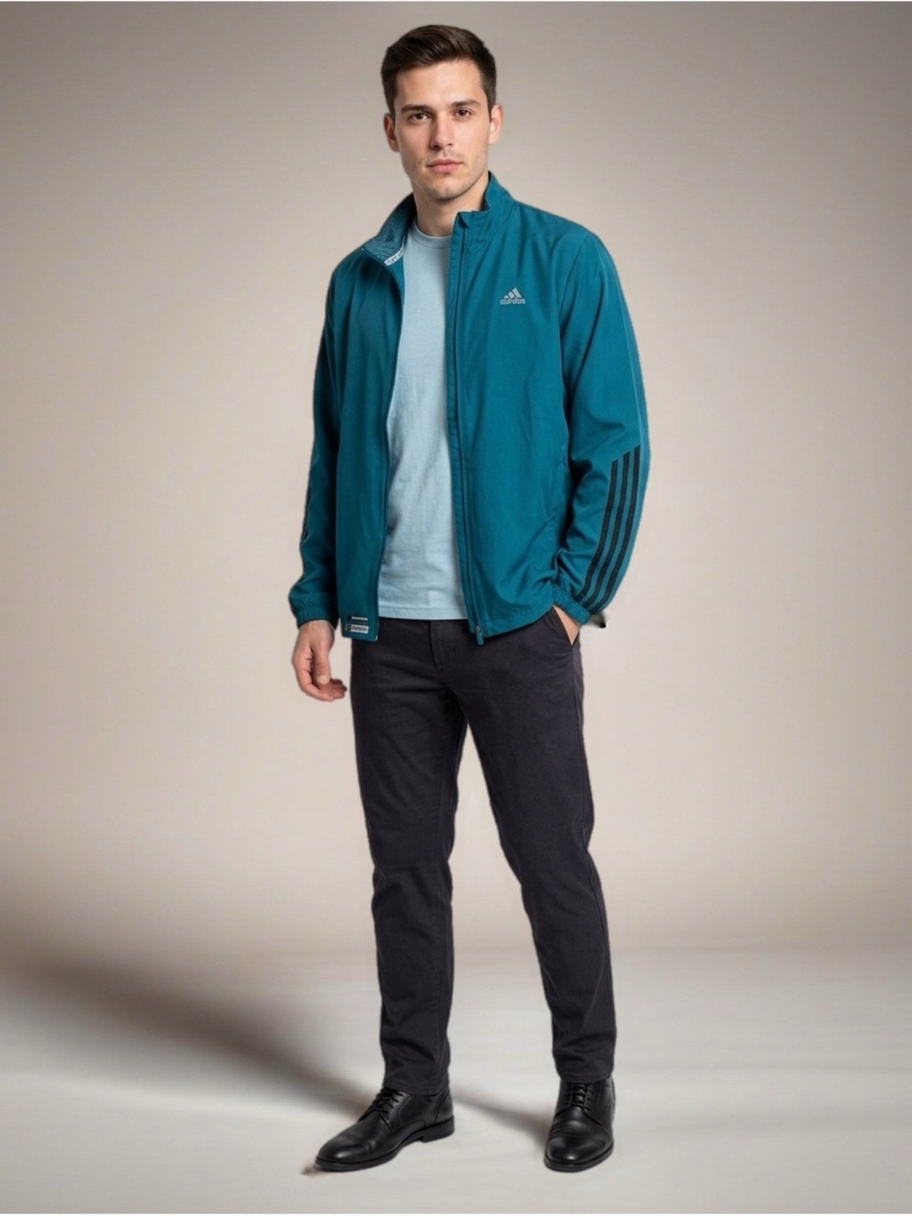 Adidas Response Jacket Mens Teal Wind Stop Running Gear Size XL